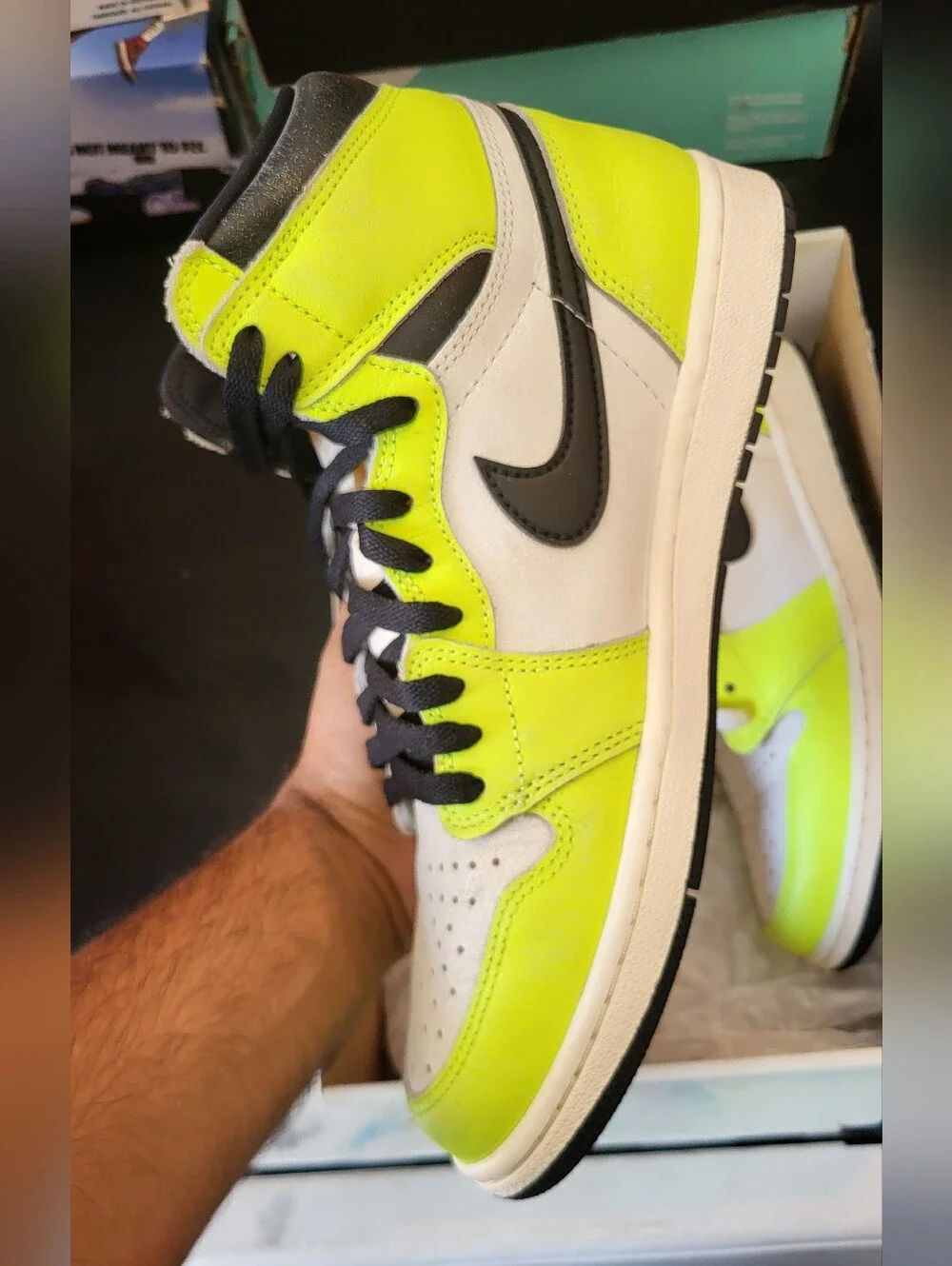 Jordan Box with Neon Yellow and Black Branding